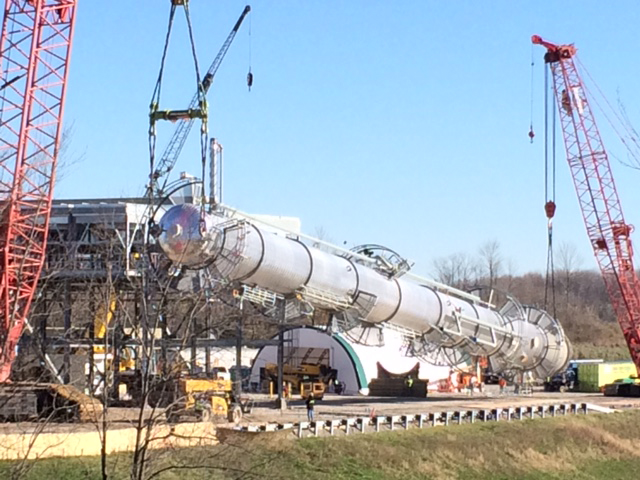 An NGL Fractionation Unit designed by KP Engineering is installed on site during plant construction.