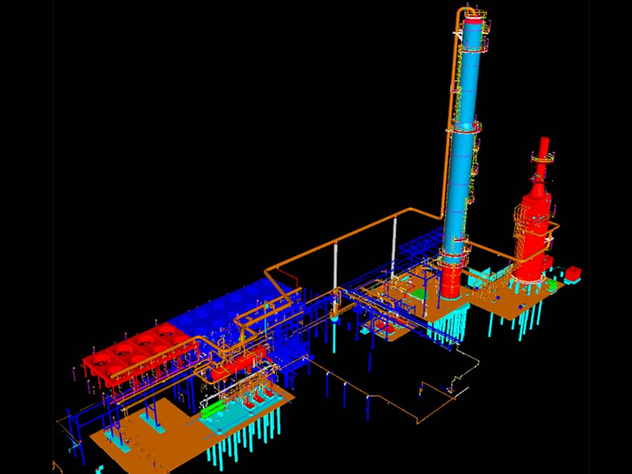 A 3D rending of the Naptha Splitter Unit designed by KPE incorporated into the refinery