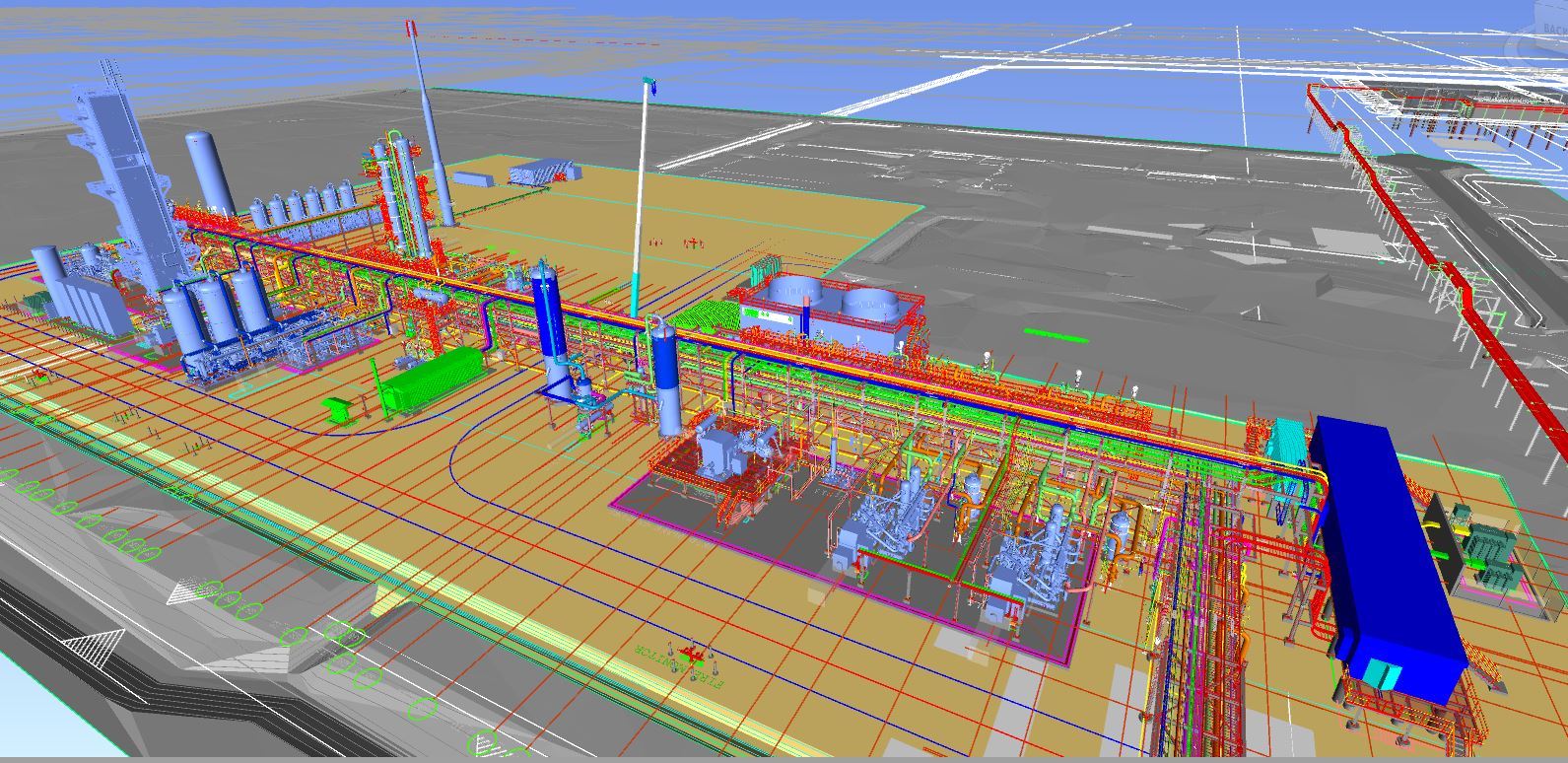 KP Engineering's 3D model of a Syngas Separation Unit (SSU) in Southeastern Louisiana