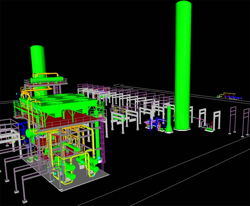 Additional view of 3D Model designed by KP Engineering of a CDU in a 2-stage vacuum tower