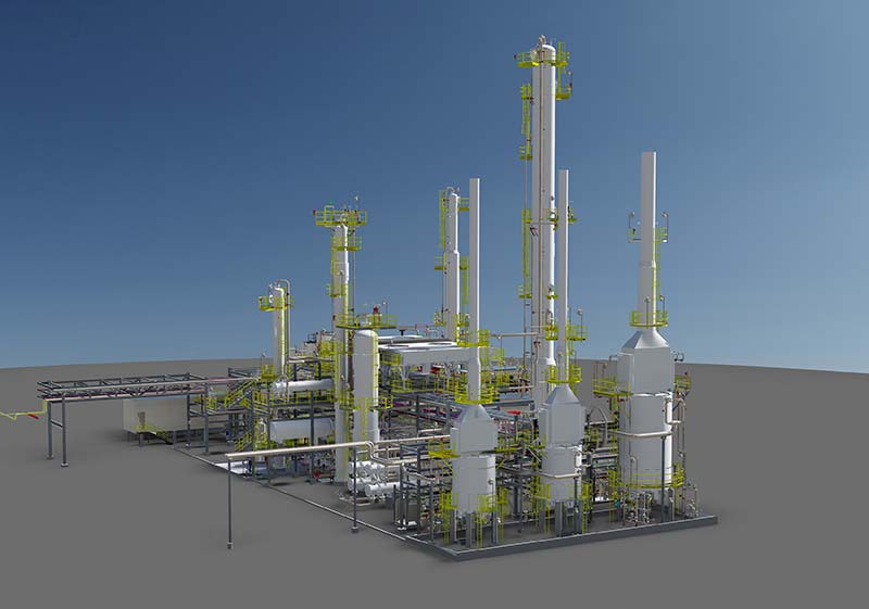 A 3D model of a Prime-G+ FCC Gasoline Hydrotreater designed by KP Engineering