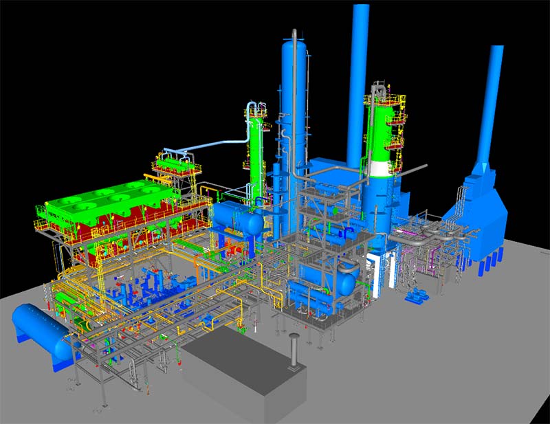 3D rendering of an NGL fractionation unit designed by KP Engineering