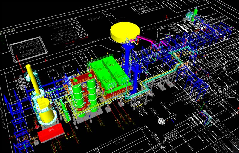 The CAD drawing showing the full design of the refinery expansion by KP Engineering