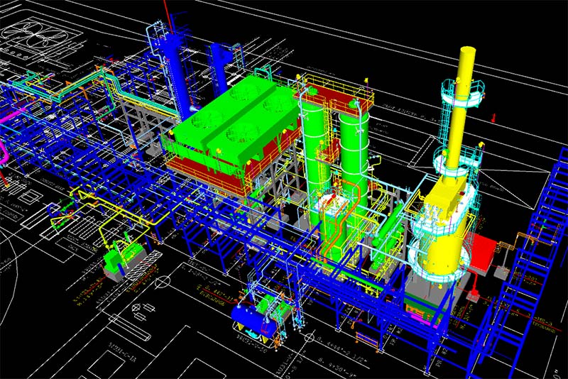 KP Engineering's CAD drawing of a refinery expansion to increase capacity for the CDU and VDU.